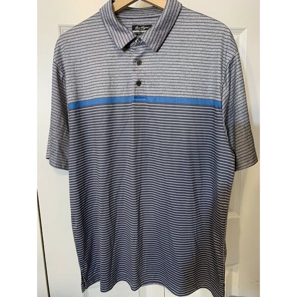 Ben Hogan Performance Polo Mens Casual Shirt White Short Sleeve‎ Sz L Gray Blue - Picture 5 of 8